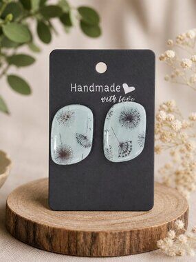 💕 Handmade Polymer Clay Stud Earrings – Dandelion • Dainty • Boho